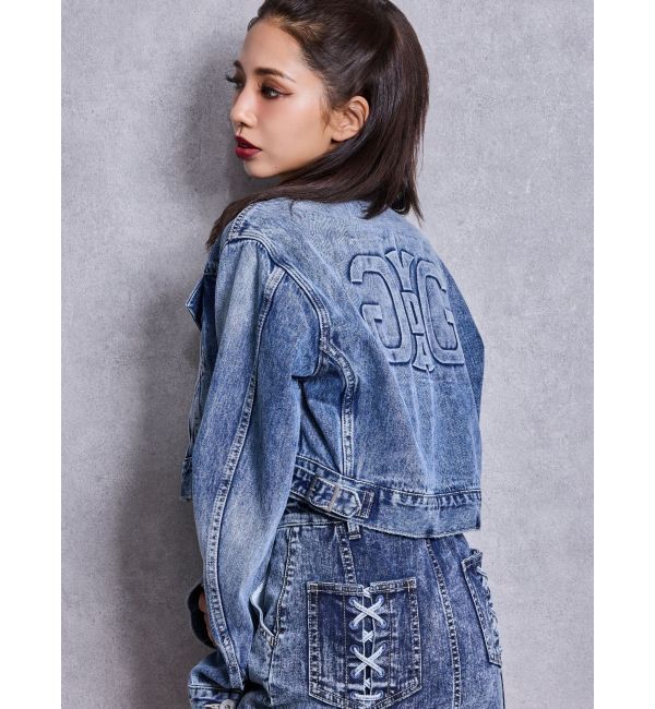 GYDA「Symmery GYDA EMBOSSノーカラーデニムショートブルゾン」|その他|