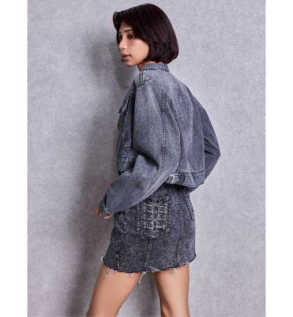 GYDA「Symmery GYDA EMBOSSノーカラーデニムショートブルゾン」|その他|