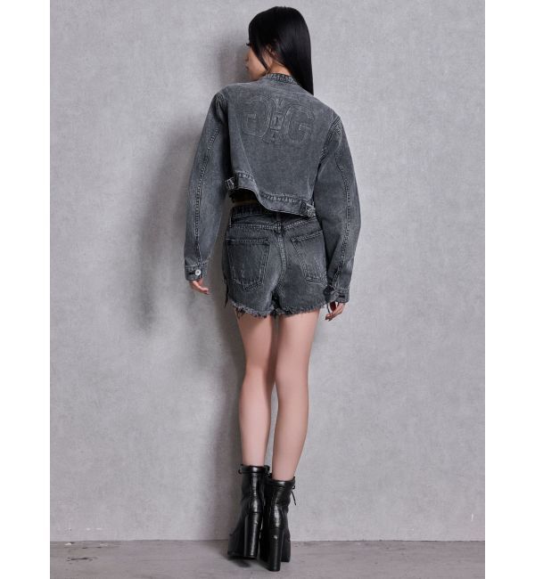 GYDA「Symmery GYDA EMBOSSノーカラーデニムショートブルゾン」|その他|