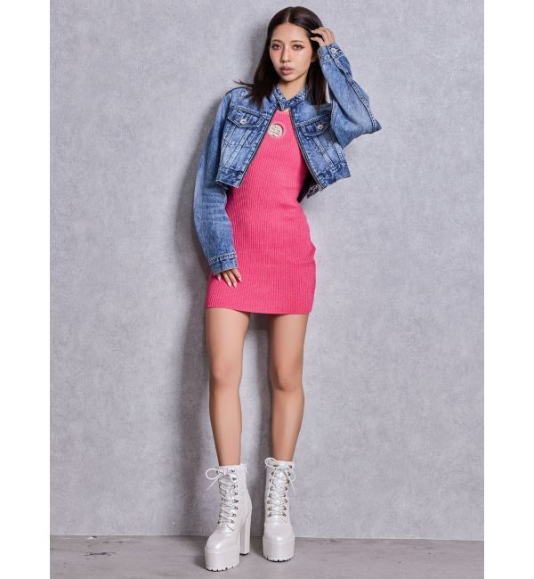 GYDA「Symmery GYDA EMBOSSノーカラーデニムショートブルゾン」|その他|