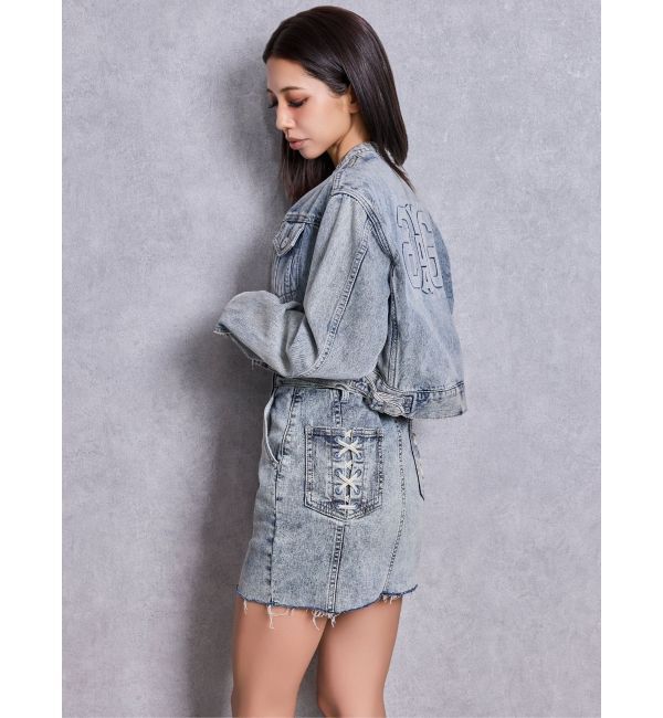 GYDA「Symmery GYDA EMBOSSノーカラーデニムショートブルゾン」|その他|