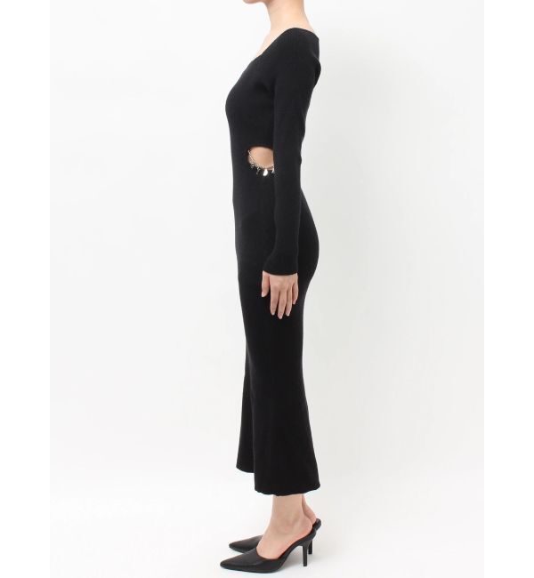 GYDA「GYDA chain SIDE OPENロングフレアニットワンピース」|ワンピース|