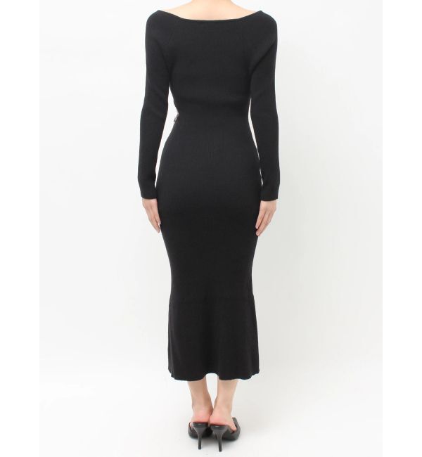 GYDA「GYDA chain SIDE OPENロングフレアニットワンピース」|ワンピース|