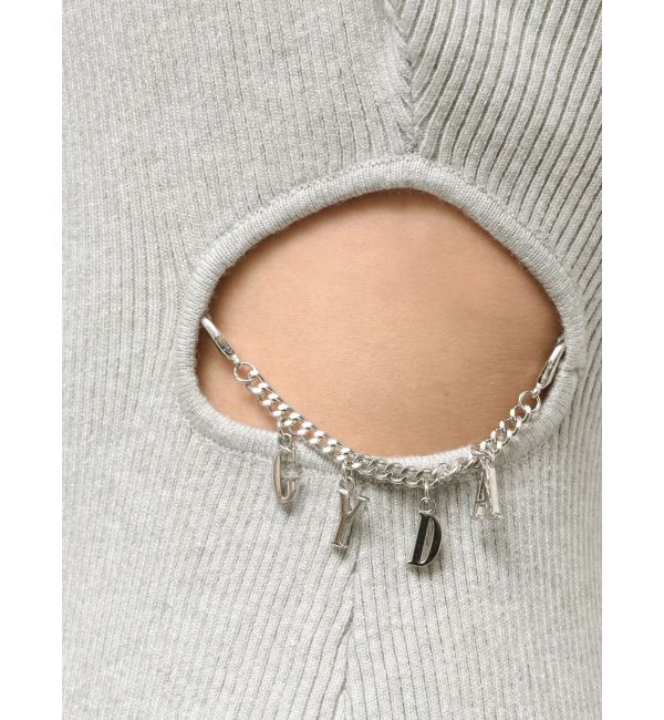 GYDA「GYDA chain SIDE OPENロングフレアニットワンピース」|ワンピース|