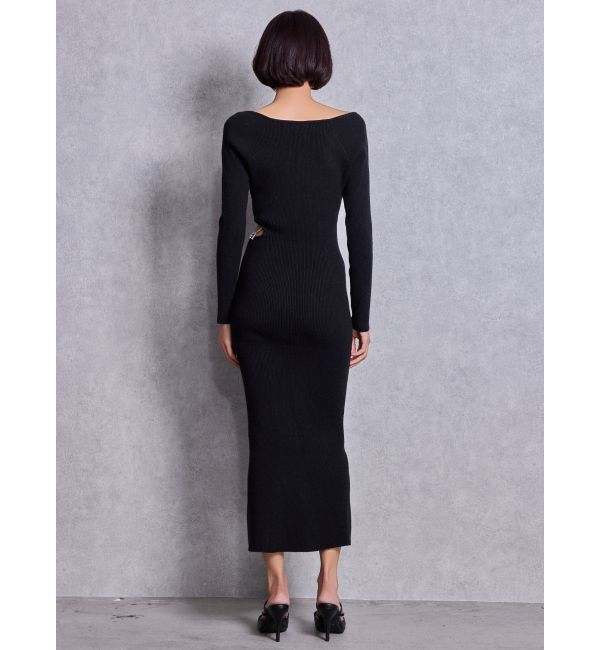 GYDA「GYDA chain SIDE OPENロングフレアニットワンピース」|ワンピース|