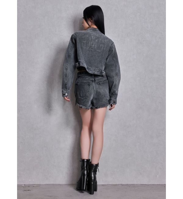 GYDA「ハイウエストBACK RIPPEDデニムショートパンツ」|デニム|