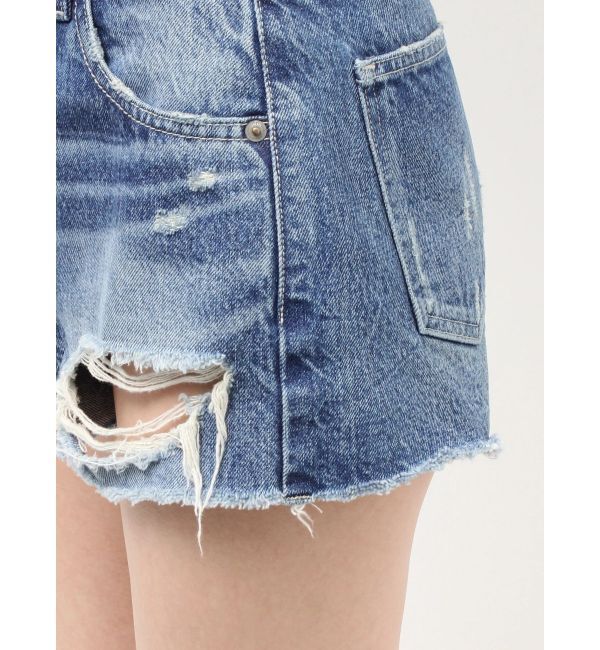 GYDA「ハイウエストBACK RIPPEDデニムショートパンツ」|デニム|