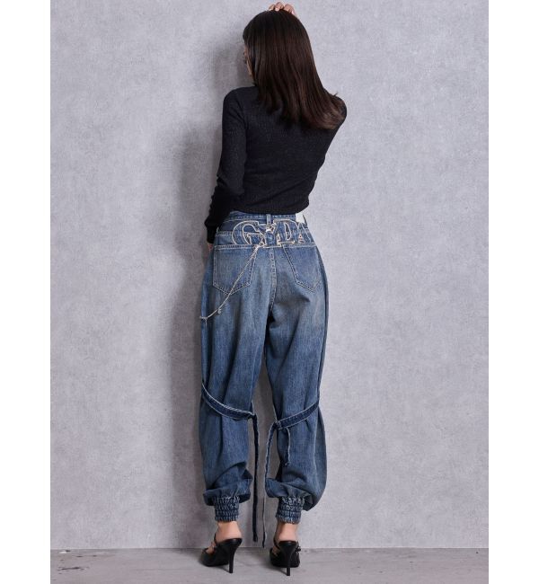 GYDA「GGロゴラインストーンラメテレコトップス」|Tシャツ・カットソー|