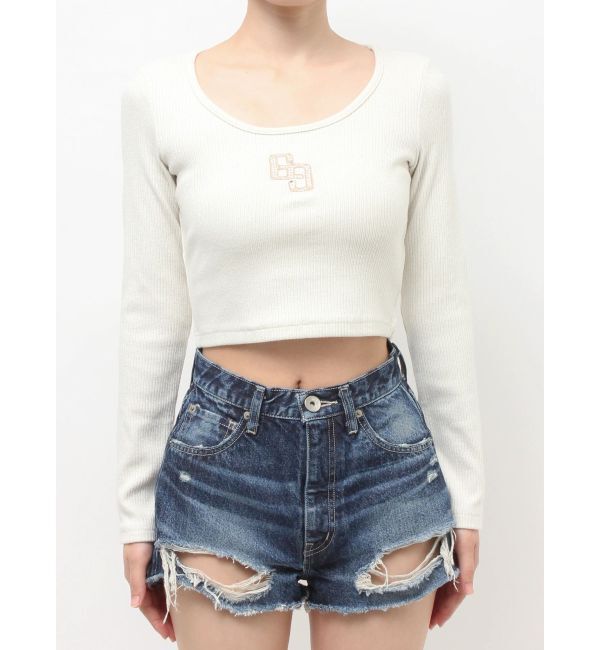 GYDA「GGロゴラインストーンラメテレコトップス」|Tシャツ・カットソー|