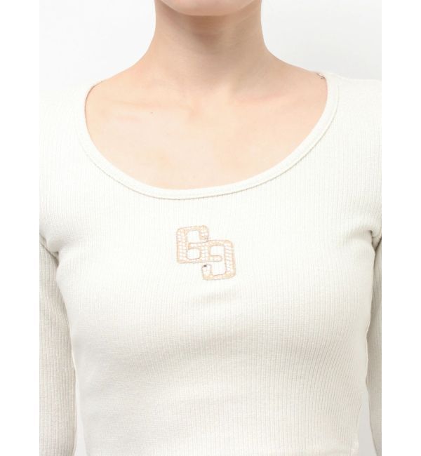 GYDA「GGロゴラインストーンラメテレコトップス」|Tシャツ・カットソー|