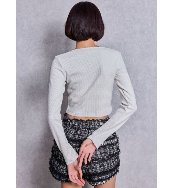 GYDA「GGロゴラインストーンラメテレコトップス」|Tシャツ・カットソー|