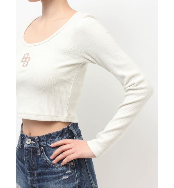 GYDA「GGロゴラインストーンラメテレコトップス」|Tシャツ・カットソー|