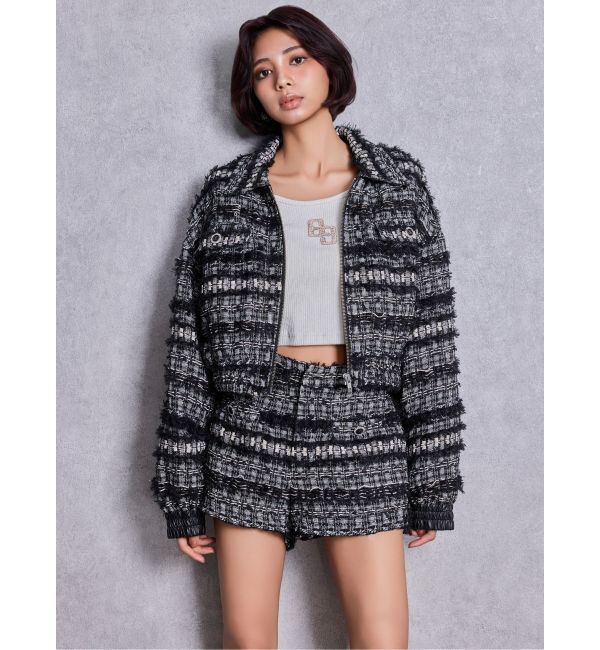 GYDA「GGロゴラインストーンラメテレコトップス」|Tシャツ・カットソー|