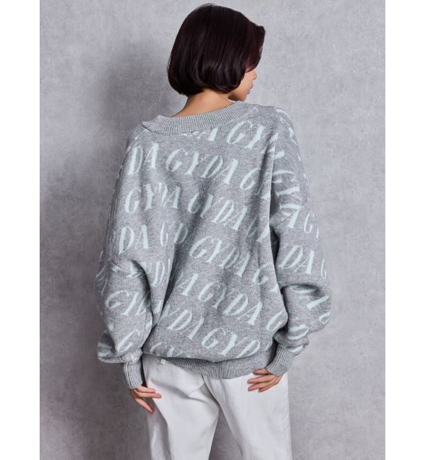 GYDA「GYDA SLANT PATTERNニットカーディガン」|カーディガン|