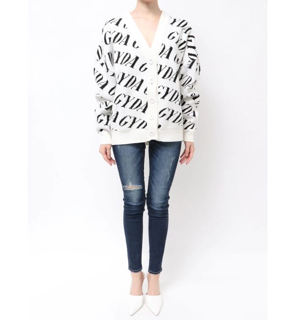 GYDA「GYDA SLANT PATTERNニットカーディガン」|カーディガン|