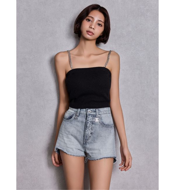 GYDA「chainストラップラメテレコビスチェ」|キャミソール|