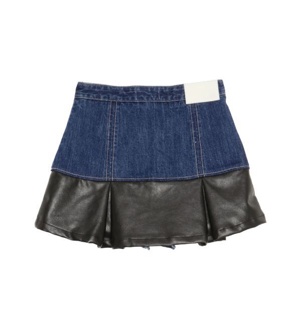 GYDA「【TINY】フェイクレザードッキングデニムスカートライクショートパンツ」|スカート|