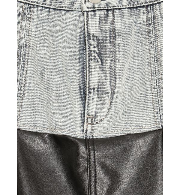 GYDA「【TINY】フェイクレザードッキングデニムスカートライクショートパンツ」|スカート|