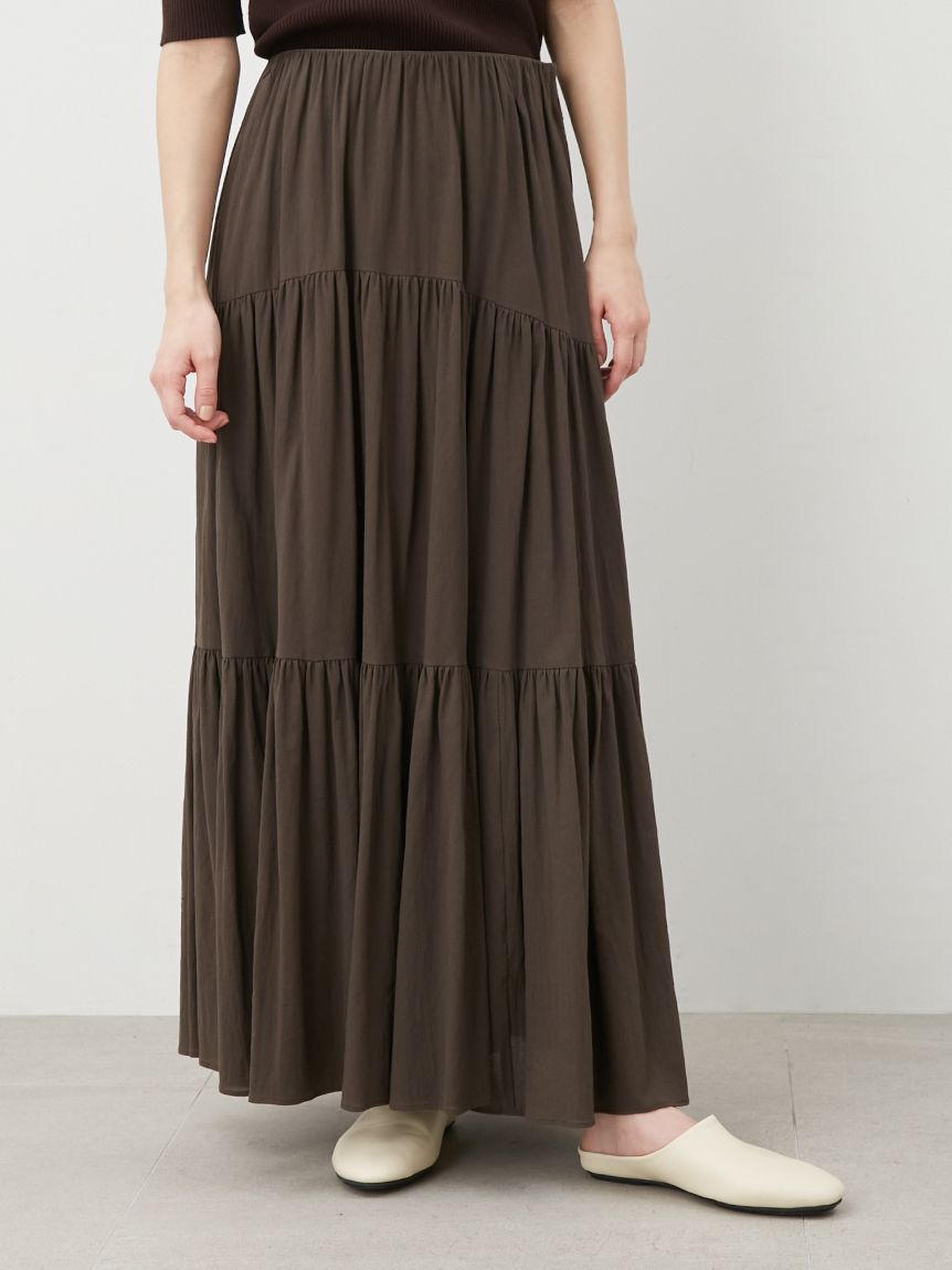 Mila Owen「マキシ丈ボリュームティアードスカート」|スカート|