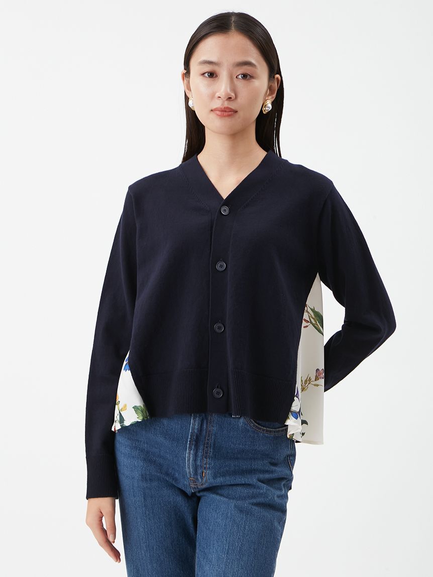 Mila Owen「【WEB限定カラー】カシミヤコットンボタニカルドッキングカーディガン」|カーディガン|