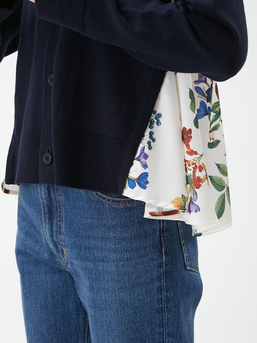 Mila Owen「【WEB限定カラー】カシミヤコットンボタニカルドッキングカーディガン」|カーディガン|