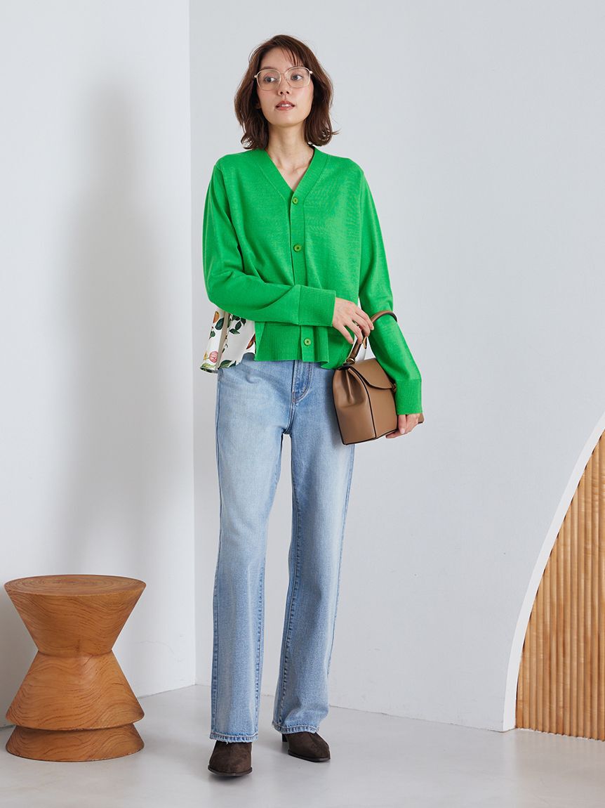 Mila Owen「【WEB限定カラー】カシミヤコットンボタニカルドッキングカーディガン」|カーディガン|