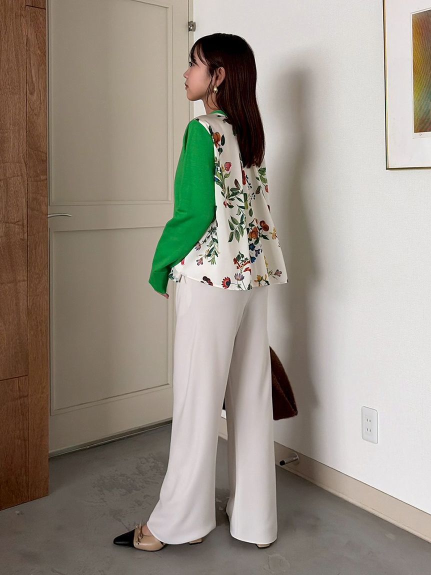 Mila Owen「【WEB限定カラー】カシミヤコットンボタニカルドッキングカーディガン」|カーディガン|