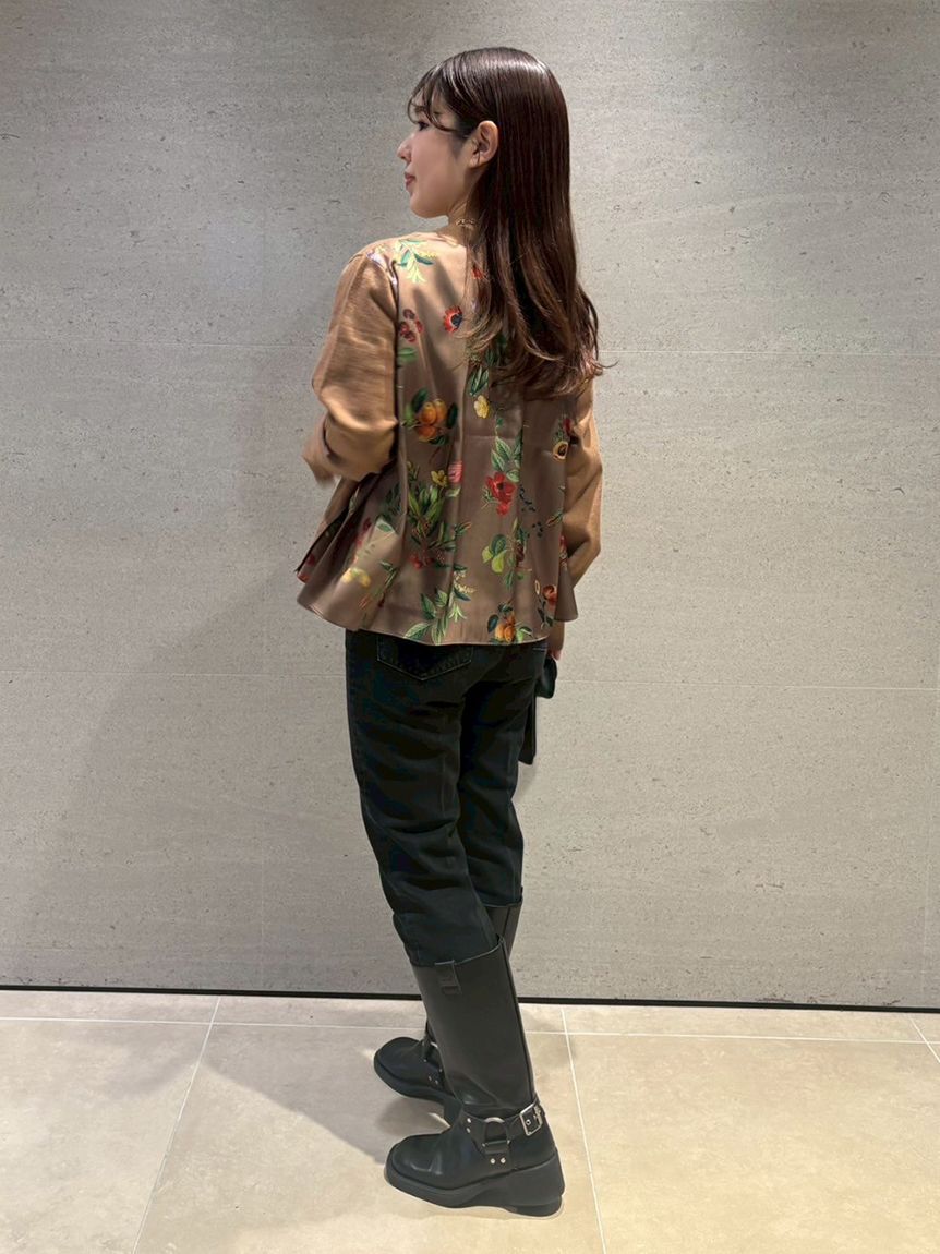 Mila Owen「【WEB限定カラー】カシミヤコットンボタニカルドッキングカーディガン」|カーディガン|