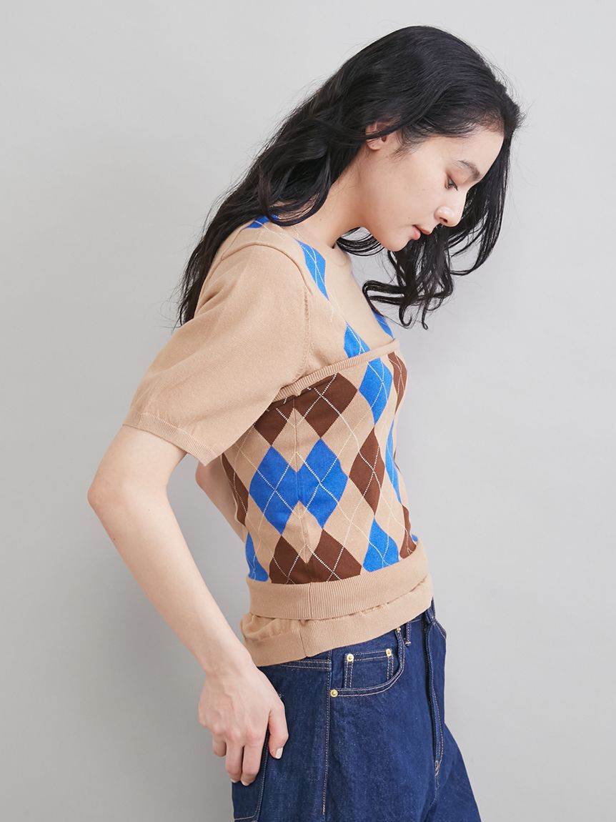 Mila Owen「アーガイルニットチューブトップ」|チューブトップ|