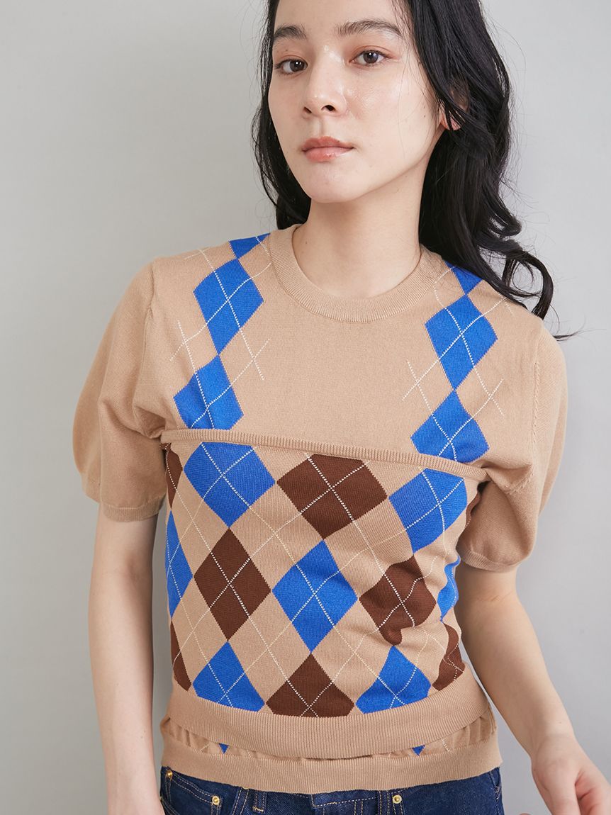 Mila Owen「アーガイルニットチューブトップ」|チューブトップ|