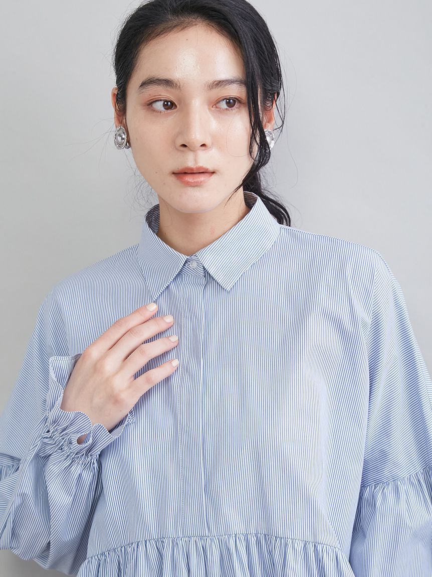 Mila Owen「シャツ衿ギャザーチュニックブラウス」|シャツ・ブラウス|