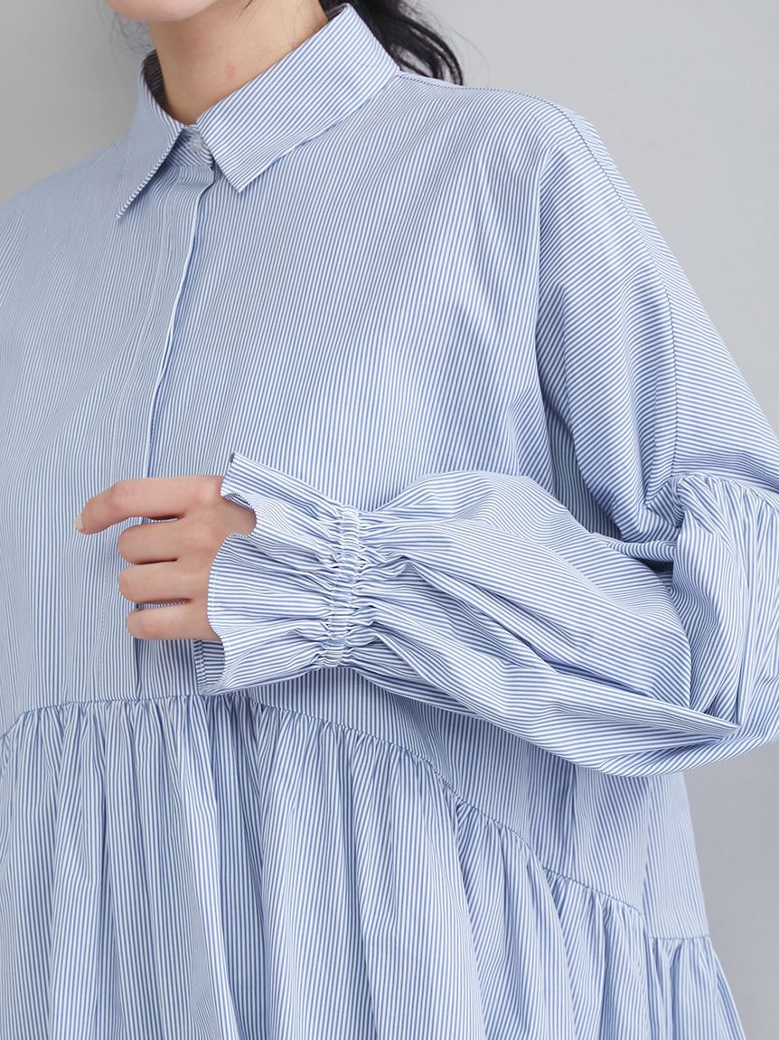 Mila Owen「シャツ衿ギャザーチュニックブラウス」|シャツ・ブラウス|