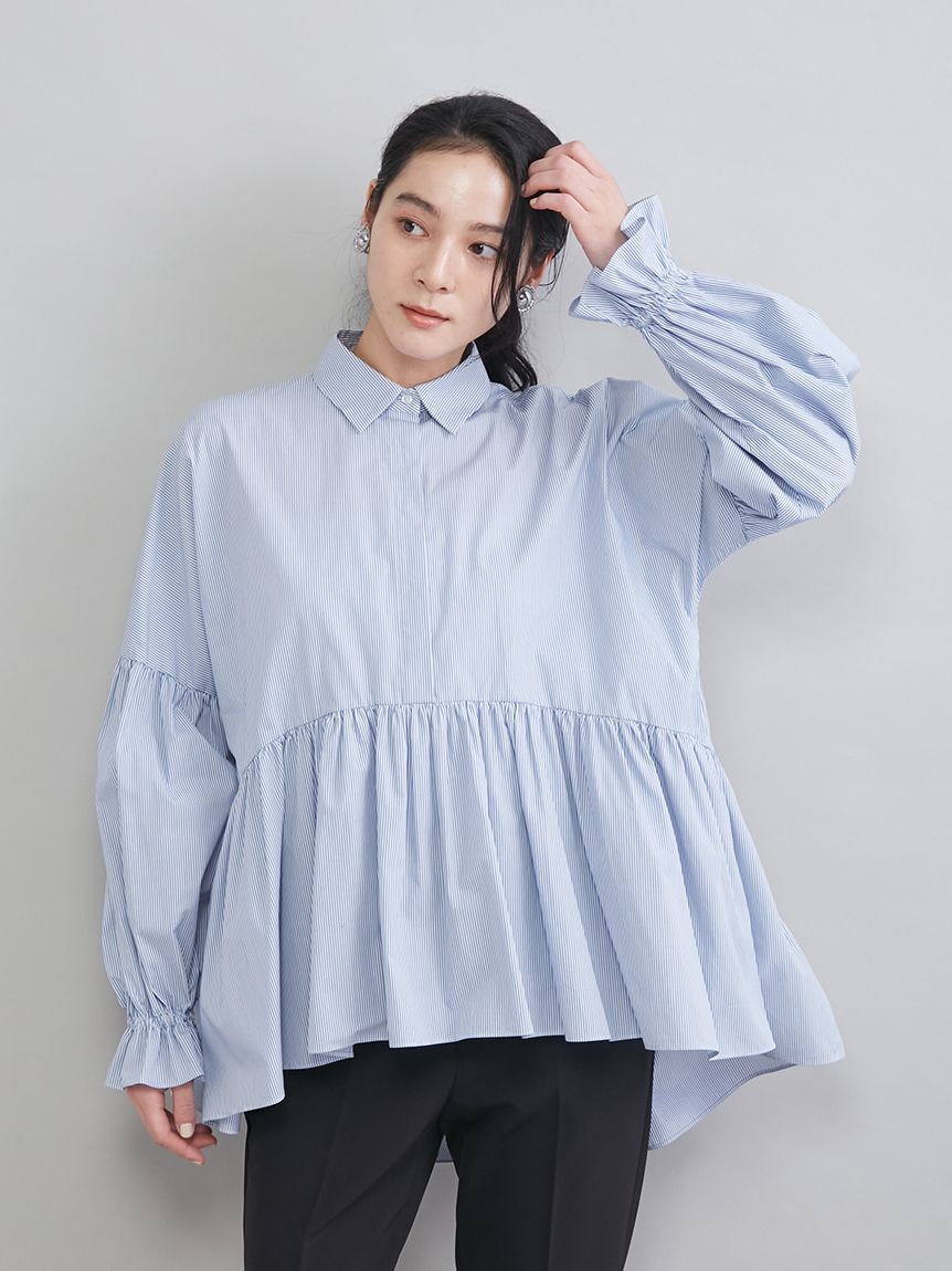 Mila Owen「シャツ衿ギャザーチュニックブラウス」|シャツ・ブラウス|