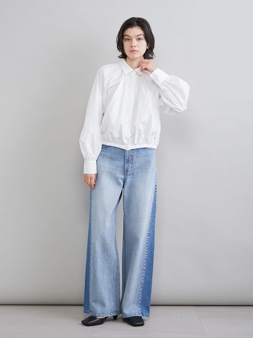 Mila Owen「ブロックカラーバギーフレアデニム」|デニム|