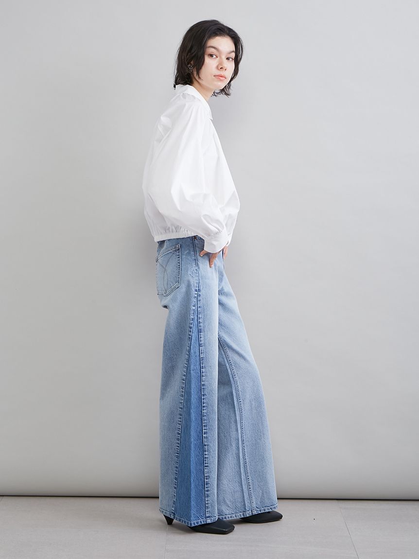 Mila Owen「ブロックカラーバギーフレアデニム」|デニム|