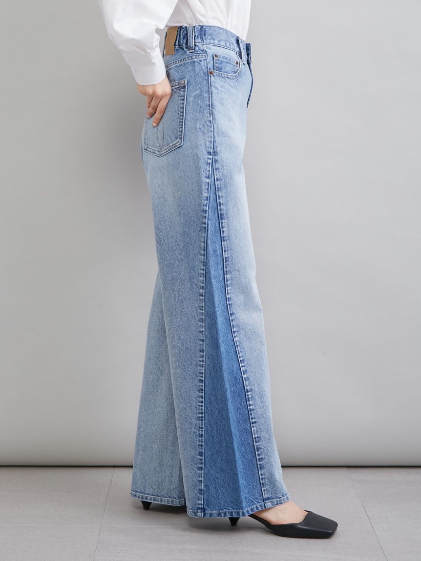 Mila Owen「ブロックカラーバギーフレアデニム」|デニム|