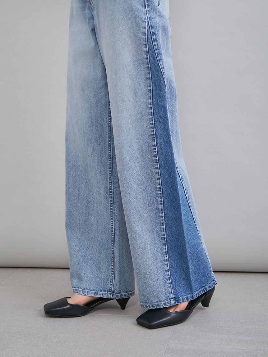 Mila Owen「ブロックカラーバギーフレアデニム」|デニム|