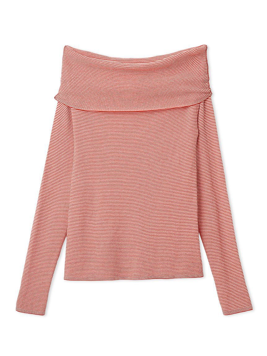 Mila Owen「ハイゲージドレープオフショルニット」|ニット・セーター|RED