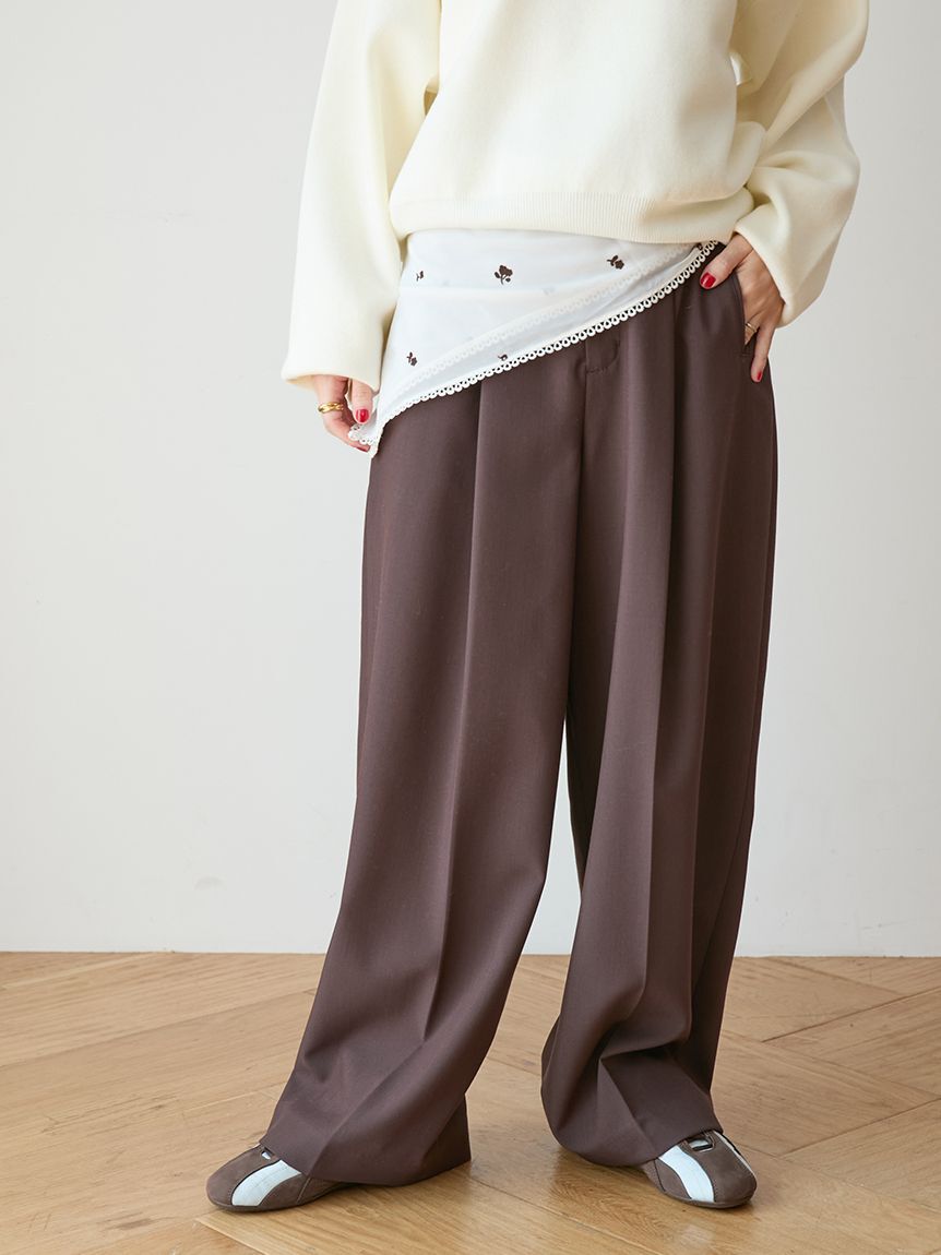 emmi atelier「タックワイドパンツ」|チノ|