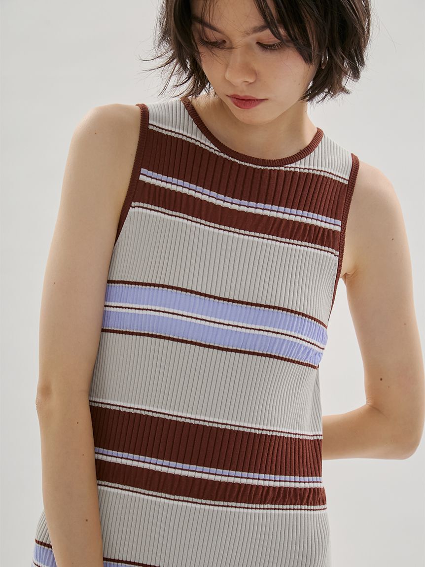 emmi atelier「【ONLINE限定カラーあり】マルチボーダーニットワンピース」|ワンピース|