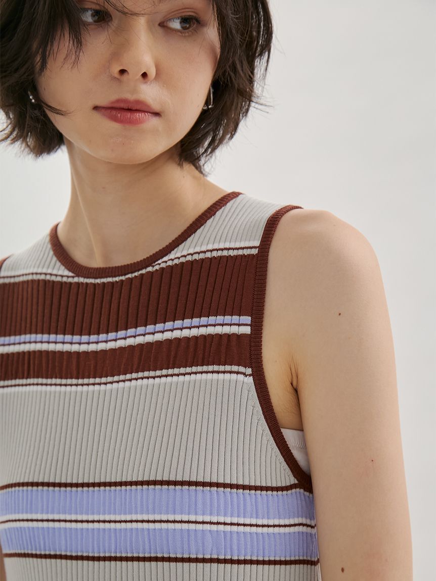 emmi atelier「【ONLINE限定カラーあり】マルチボーダーニットワンピース」|ワンピース|