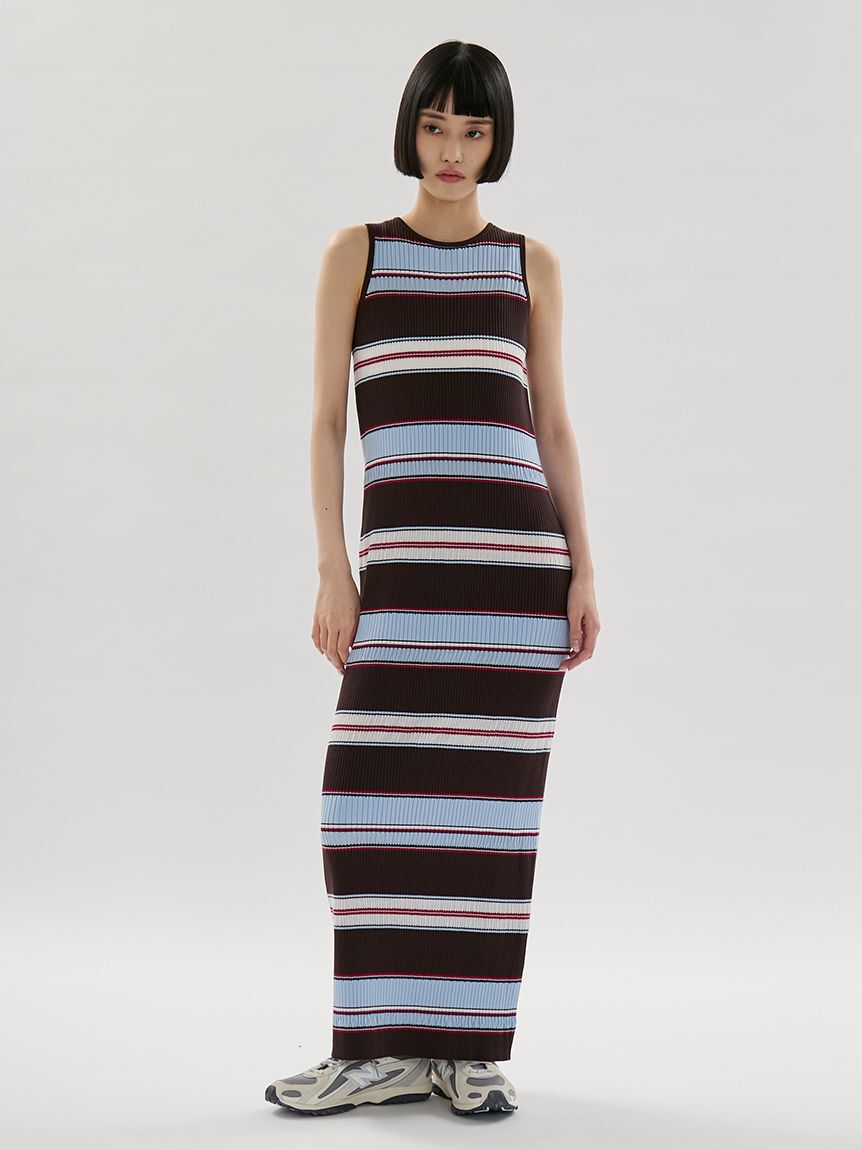 emmi atelier「【ONLINE限定カラーあり】マルチボーダーニットワンピース」|ワンピース|
