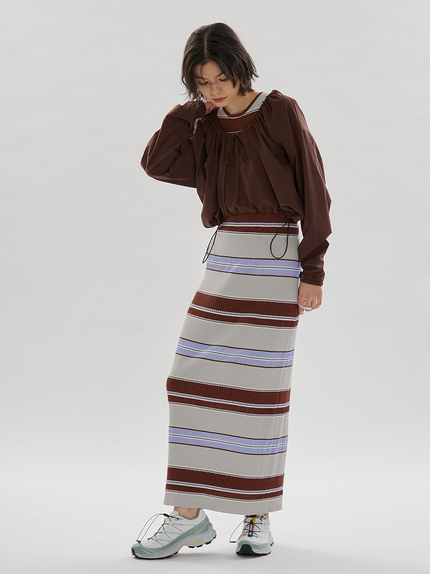 emmi atelier「【ONLINE限定カラーあり】マルチボーダーニットワンピース」|ワンピース|