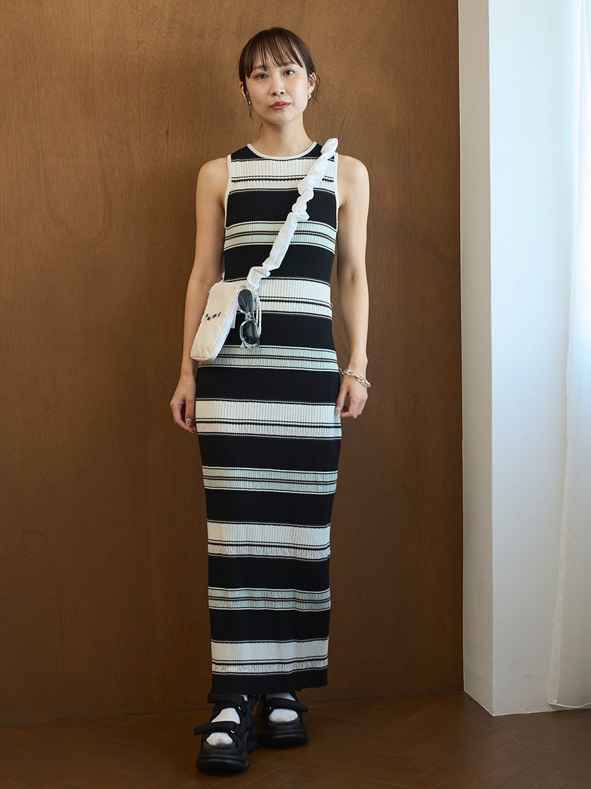 emmi atelier「【ONLINE限定カラーあり】マルチボーダーニットワンピース」|ワンピース|