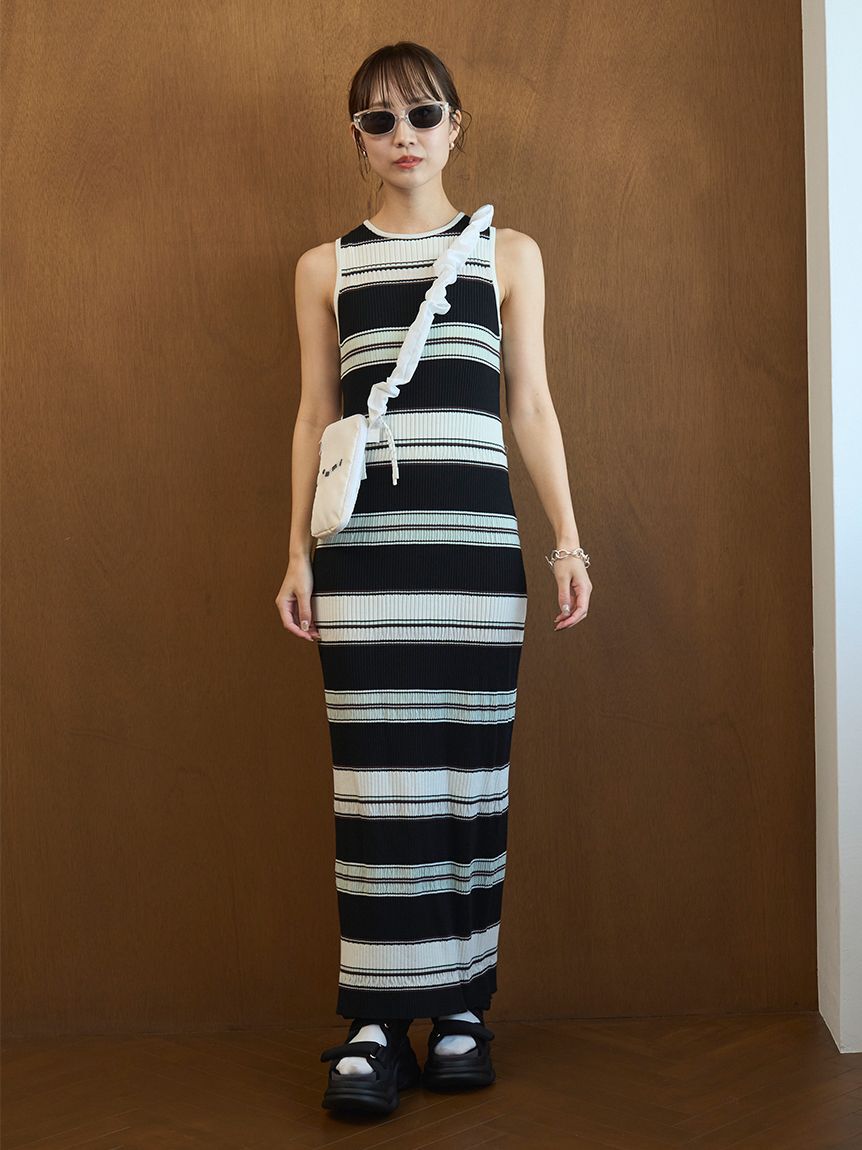 emmi atelier「【ONLINE限定カラーあり】マルチボーダーニットワンピース」|ワンピース|