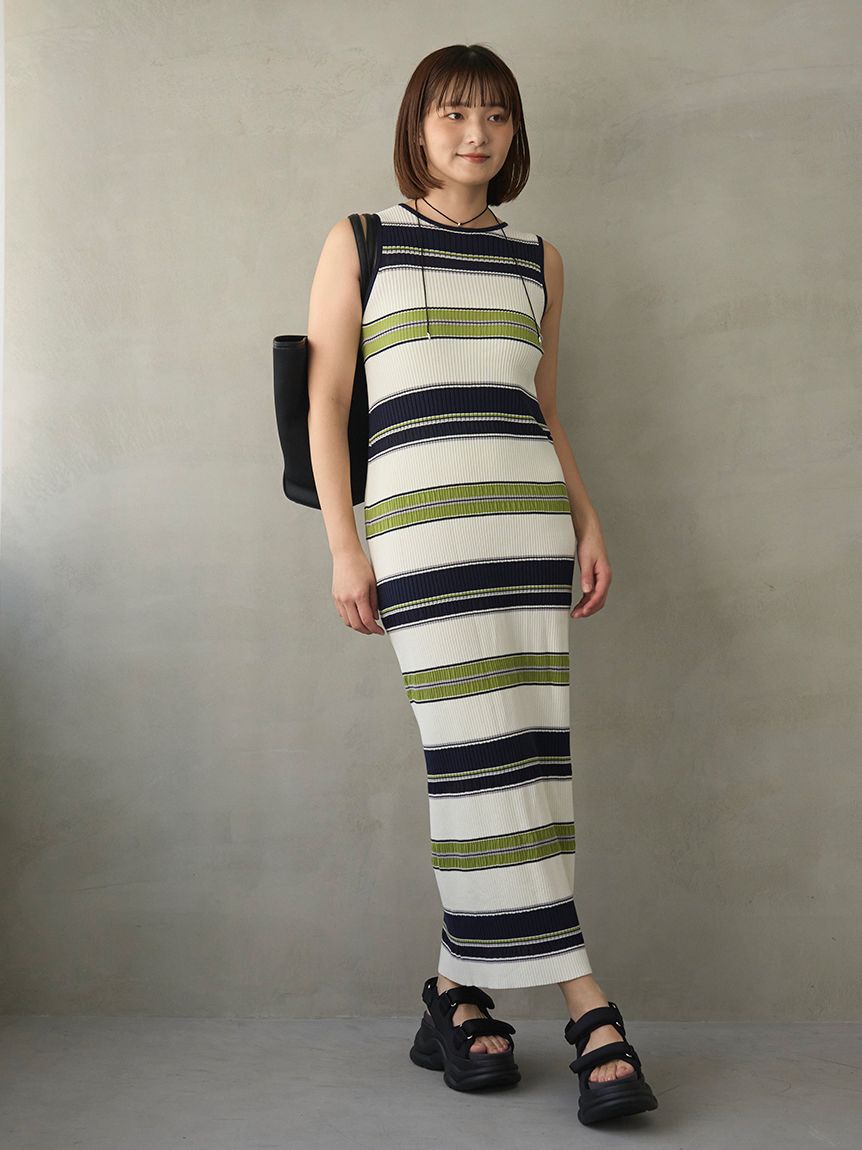 emmi atelier「【ONLINE限定カラーあり】マルチボーダーニットワンピース」|ワンピース|