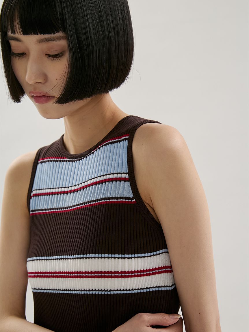 emmi atelier「【ONLINE限定カラーあり】マルチボーダーニットワンピース」|ワンピース|