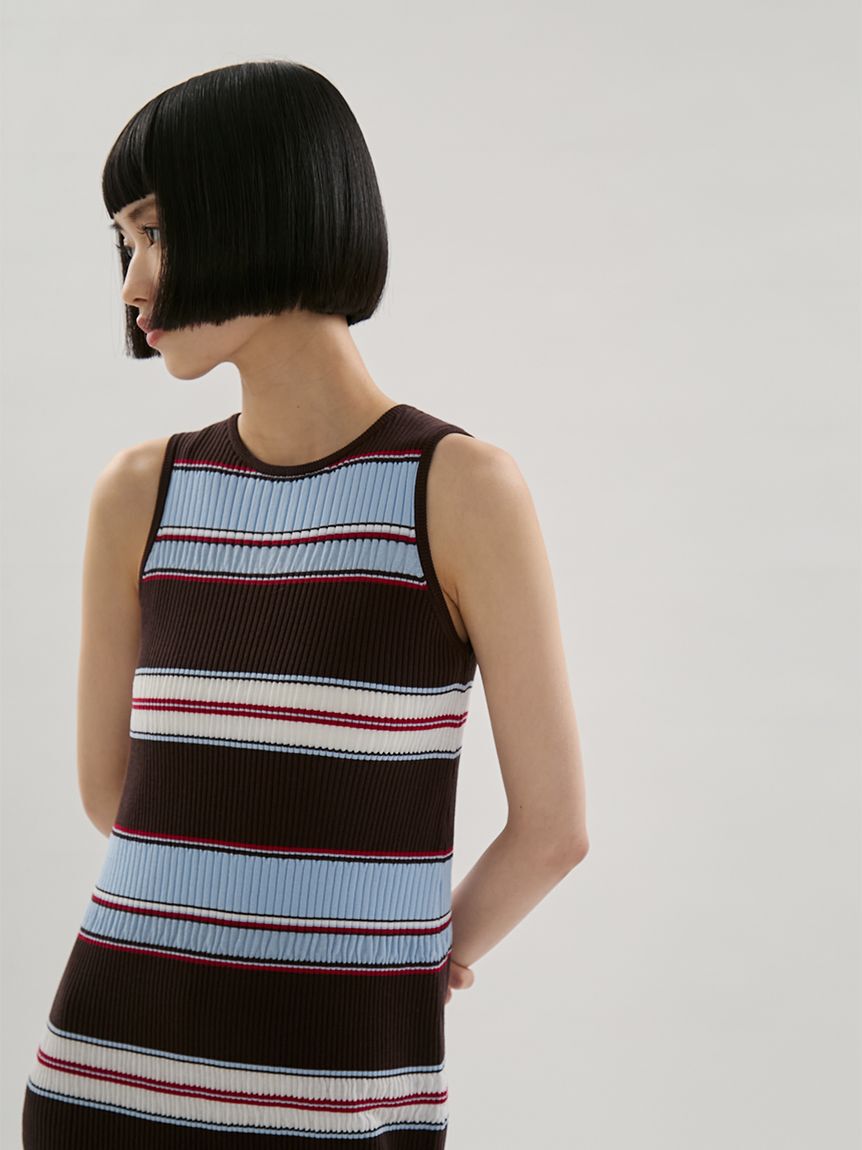 emmi atelier「【ONLINE限定カラーあり】マルチボーダーニットワンピース」|ワンピース|