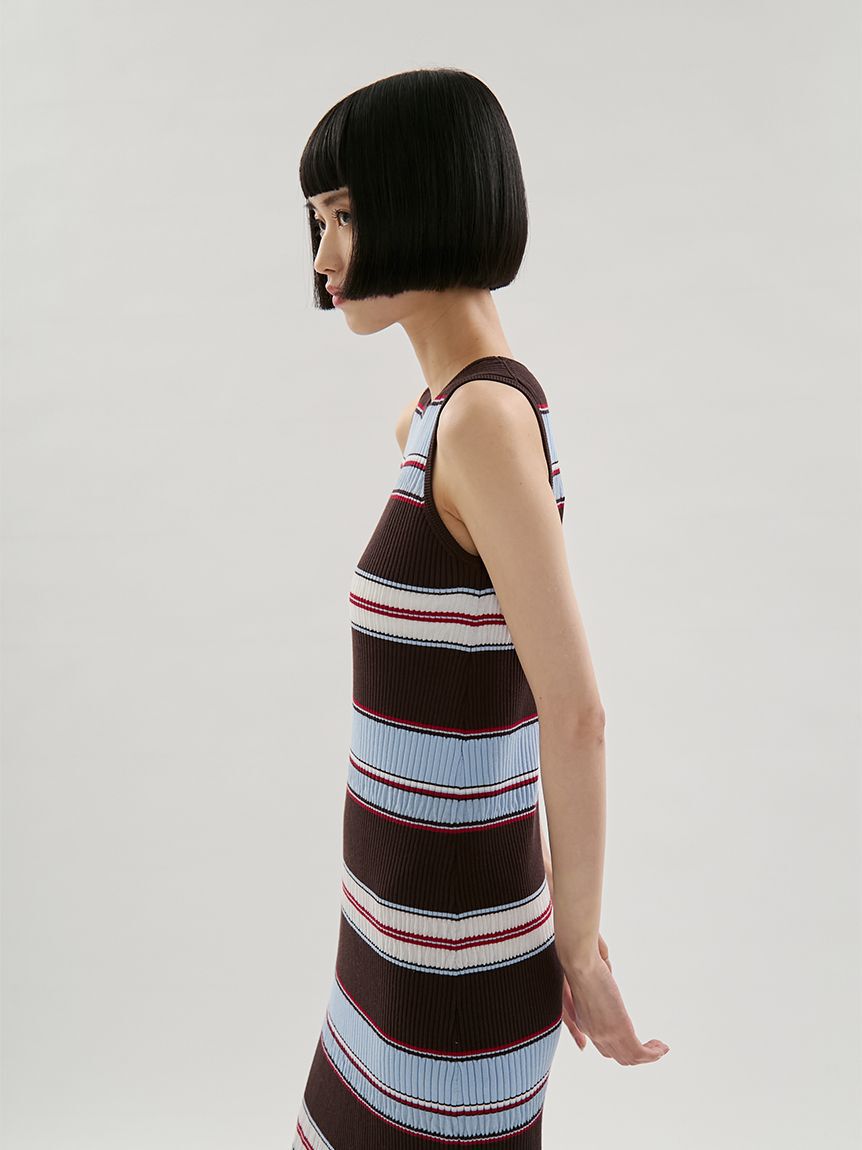 emmi atelier「【ONLINE限定カラーあり】マルチボーダーニットワンピース」|ワンピース|