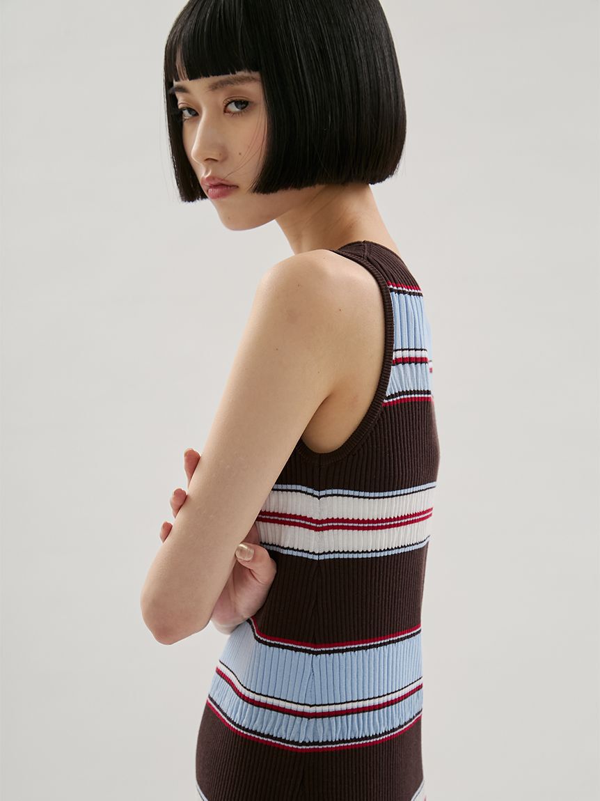 emmi atelier「【ONLINE限定カラーあり】マルチボーダーニットワンピース」|ワンピース|